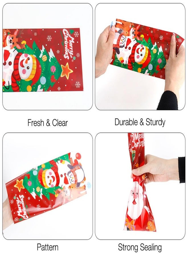 Luktastic Christmas Treat Bags, 100Pcs Christmas Candy Bags, Red Santa Claus Xmas Cellophane Treat Bags with Twist Ties, Cellophane Gift Bag Cookie Bags Goodie Bag for Xmas Holiday Party Favors Supplies - Image 5